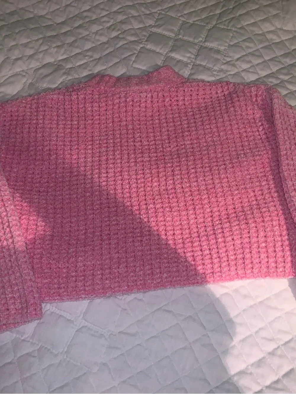 Justice Pink Chunky Mock Neck Waffle Sweater